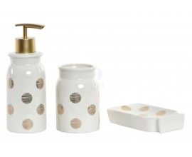 SET BAGNO LAVABO PORCELLANA PORTA SAPONETTA DISPENSER PORTA SPAZZOLINI