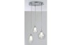LAMPADARIO SOSPENSIONE A SOFFITTO 3 LAMPADE IN VETRO 28 watts, Cromo, alogena