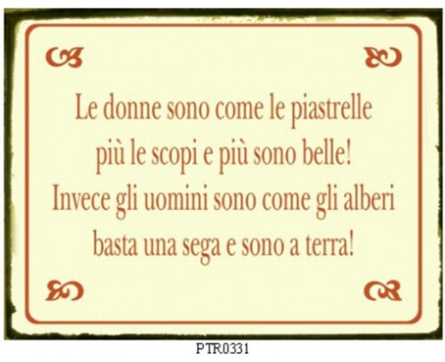 LE DONNE SONO COME LE PIASTRELLE TARGA IN LATTA ANTICATA