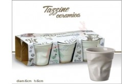 TAZZINE CAFFE' TAZZINA CERAMICA EFFETTO BICCHIERE BICCHIERI TAZZA REGALO 6 PEZZI