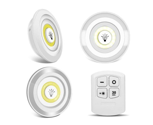 Lampada wireless 3 Pafoniere led con telecomando per armadio garage cantina