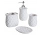 BAGNO ACCESSORI LAVABO SET 4 PEZZI CERAMICA BIANCO CON DISPENSER SAPONE