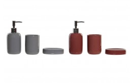 BAGNO SET LAVABO CERAMICA VERNICE BORDEAUX GRIGIO SAPONE DISPENSER SPAZOLINI