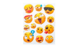 EMOJI FACCINE ADESIVI A RILIEVO PER ARREDAMENTO PARETI 13 PEZZI FIGURE MISTE