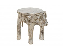 TAVOLINO SALOTTO ELEFANTE IN LEGNO DECAPE' SHABBY TAVOLO STILE ETNICO